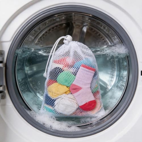 CIOCUHS 3 Pack Nylon Mesh Laundry Bags - Reusable Drawstring Storage, 12x18 inches