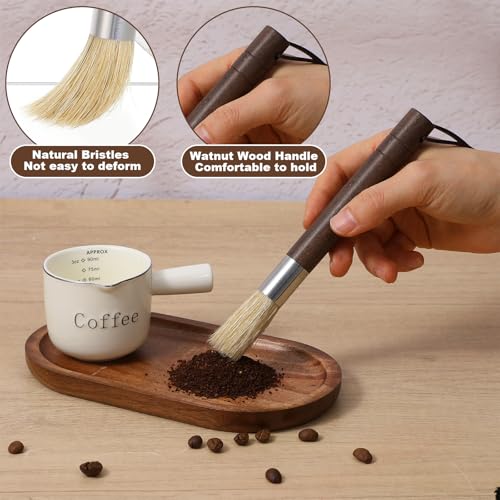 3-Piece Coffee Grinder Cleaning Brush Set with Walnut Handles