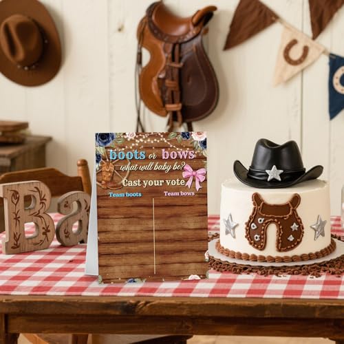 Boots or Bows Western Gender Reveal Game with Stand & 60 Voting Stickers