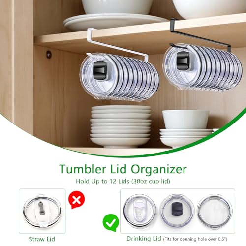 Tumbler Lid Organizer Rack - Holds 12 Lids, Carbon Steel Design