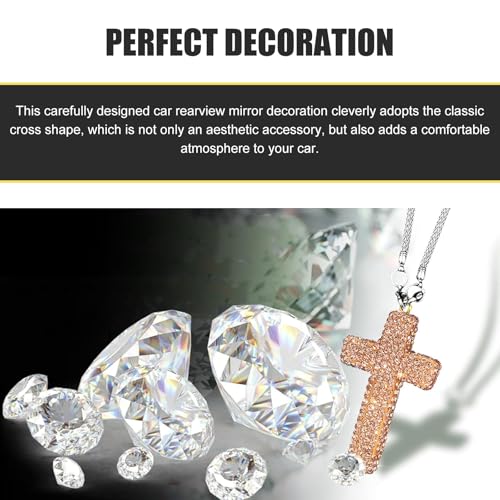 Gold Cross Car Hanging Ornament with Rhinestones - Faith Pendant