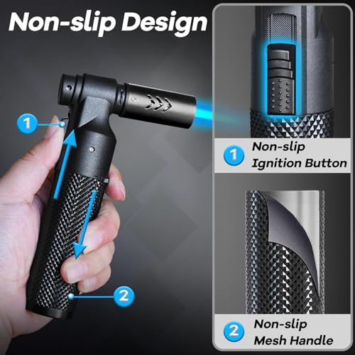 Black Luxury Refillable Butane Torch Kitchen Lighter for Cooking & Grilling