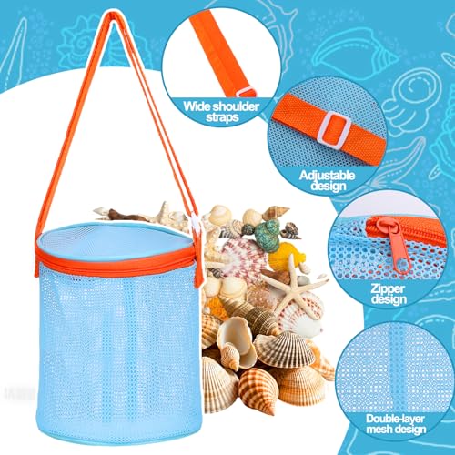 Vodolo Mesh Beach Shell Storage Bucket - 2pcs Seashell Bags for Kids