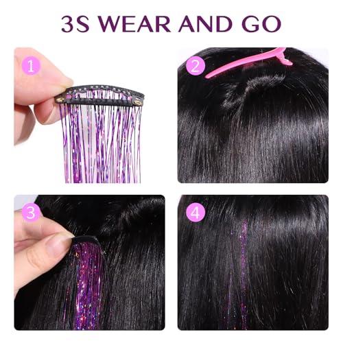 IDN Beauty Green Hair Tinsel Clip In Extensions 24 Inch 6 Pcs