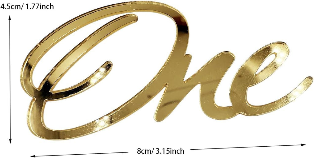 Skiennix Acrylic Mirror Cake Topper - Elegant Gold Baptism Decoration for 1st Birthday & Wedding