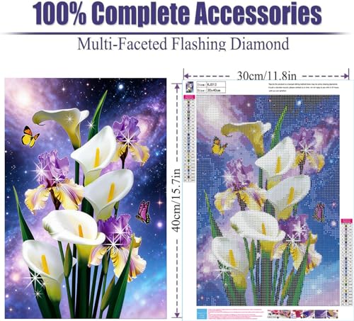 NebuIuxe Calla Lily and Iris Galaxy 5D Diamond Painting Kit 12x16