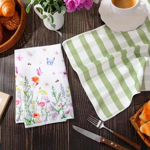 Tegeme Floral Kitchen Towels Set - 2 Pcs Wildflower Dish Towels