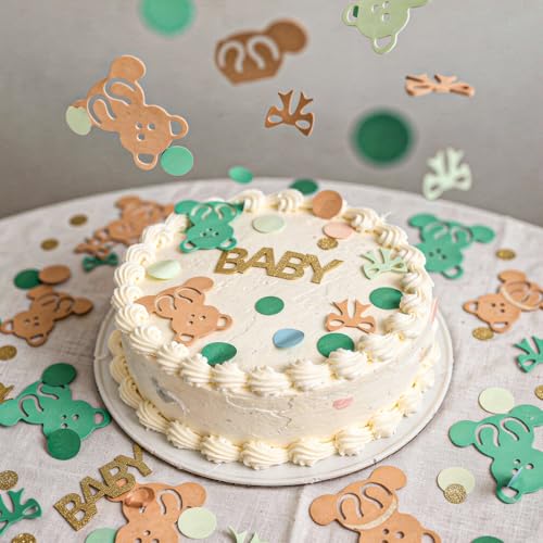 132 Pcs Bear Confetti for Baby Showers & Parties - Cream & Brown