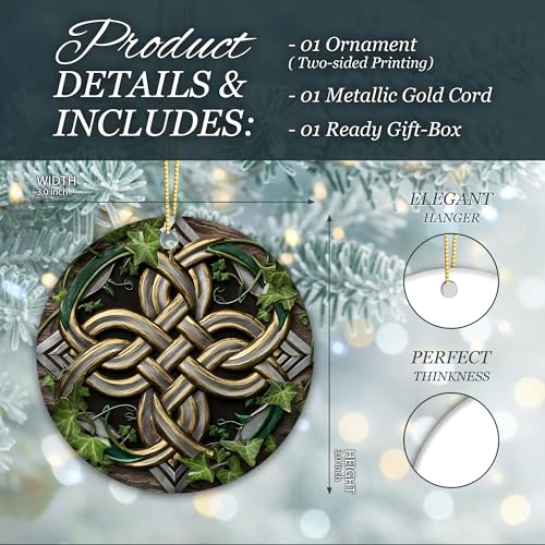 Celtic Knot Christmas Ornament – Irish Ceramic Décor 2025