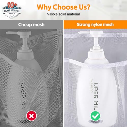 MISSLO White Hanging Mesh Shower Organizer with 8 Pockets and Hooks