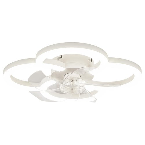 FTZVRD Low Profile Ceiling Fans with Lights and Remote, Fandelier Ceiling Fan Flush Mount, 3000K-6500K Smart 5 Blades LED Fan Light, Small Ceiling Fans with Lights for Bedroom, Kitchen