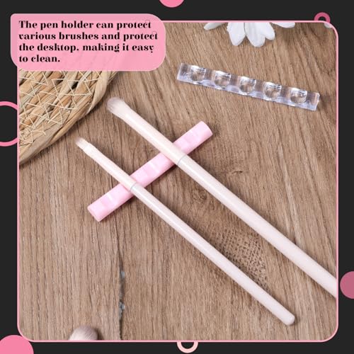 Mozeat Lens Acrylic Nail Brush Holder Stand - 2 Pcs Clear & Pink