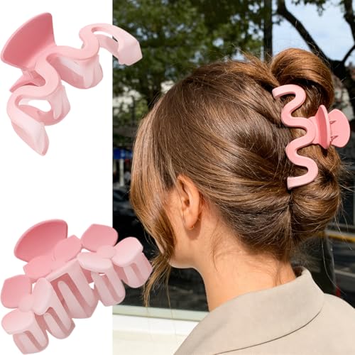 BUNLVDI Pink Clover Hair Claw Clips 4 Pack Cute Non-Slip Acrylic Hair Accessories