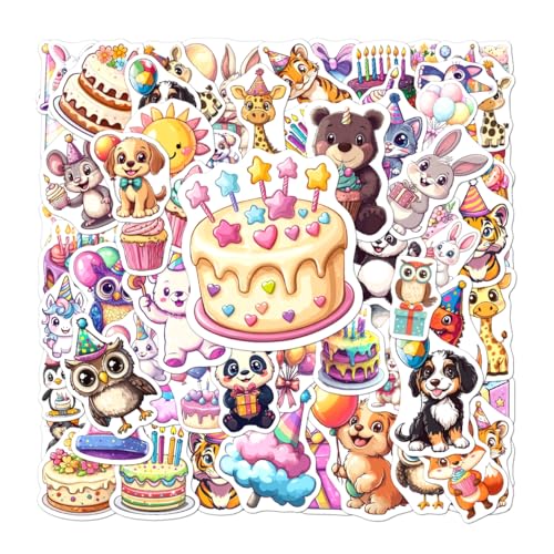 108 Unique Happy Birthday Stickers for Kids - Waterproof Vinyl Decals