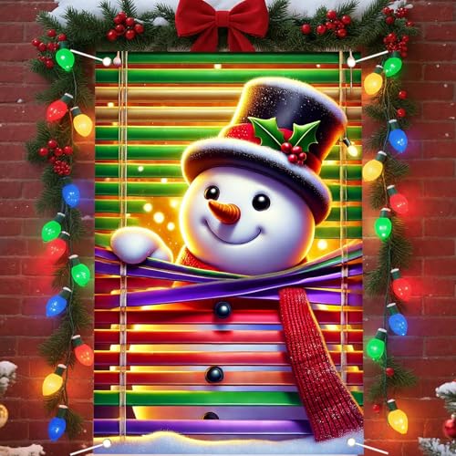 Nuxovilar Christmas Window Cover Banner Snowman 31x47 Inch Holiday Decor CU01093