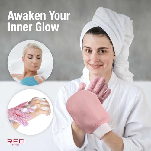 Red by Kiss Body Exfoliating Bath Mitten Glove for Smoother Skin