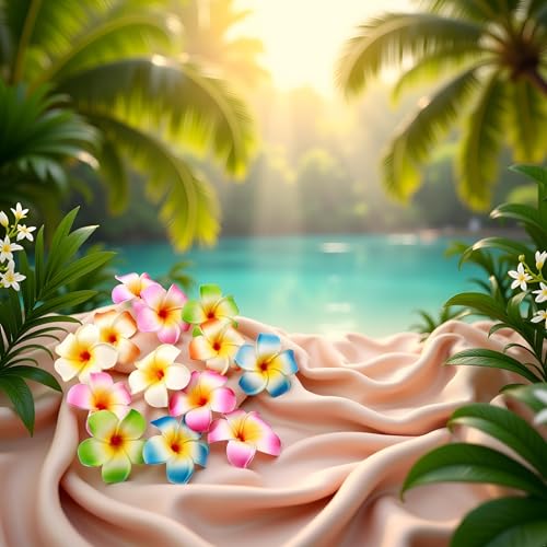 Hawaiian Plumeria Flower Hair Clips 7cm Multicolor Tropical Hair Barrettes 10 Pack