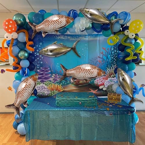 Realistic Fish Balloons Set - 6pcs Tuna & Carp Foil Balloons for Fishing Party Decor