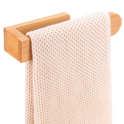 Maveite 8-Inch Bamboo Towel Bar - Self-Adhesive Wall Mounted Towel Rack