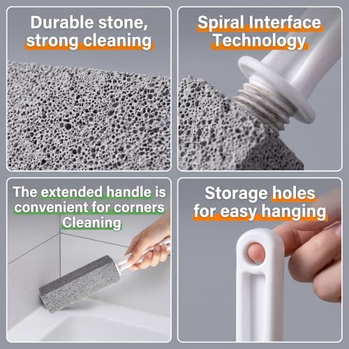 Pumice Stone with Extra Long Handle for Kitchen & Grill Cleaning - 3 Pack