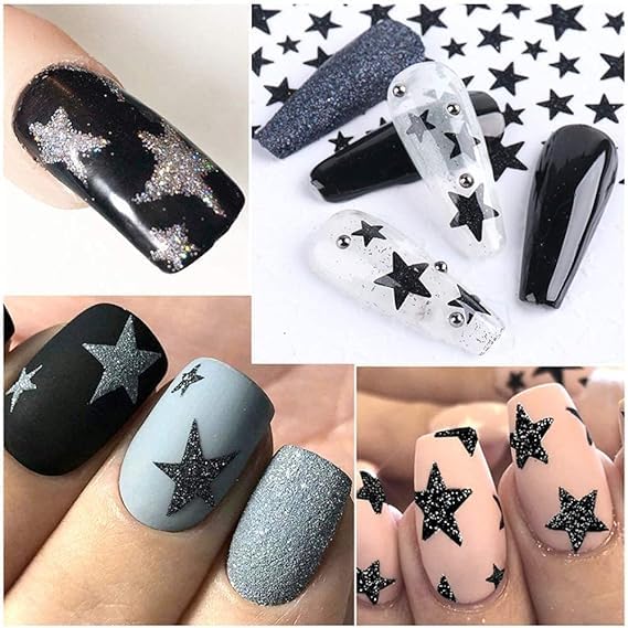Nudurom 10 Sheets 3D Star Nail Art Stickers Self-Adhesive Colorful Decals