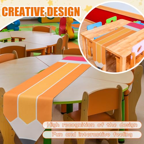 Pencil Table Runner for Back to School - 13x72 Inch Linen Table Decor