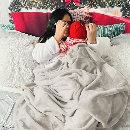 Bedsure GentleSoft Fleece Blanket, Oversized 120x120 Linen Beige Bed Throw