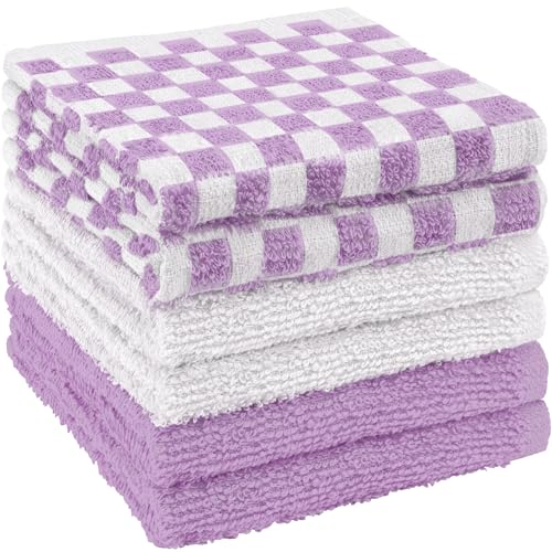 DecorRack 100% Cotton Checkered Washcloths, 12x12 Inch, 6-Pack