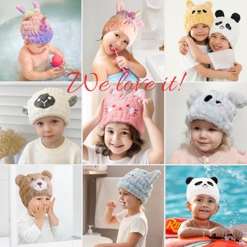 LCBD Unicorn Microfiber Hair Towel Wrap for Kids - Quick Drying Hair Cap