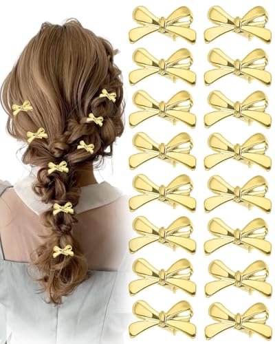Small Gold Metal Bow Hair Clips - 20 Pcs Mini Claw Clips Bulk