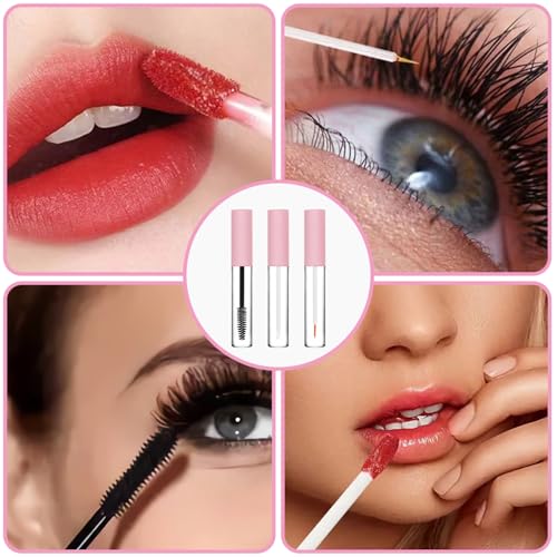 3 Pack 10ml Clear Empty Cosmetic Tubes with Wands for DIY Makeup