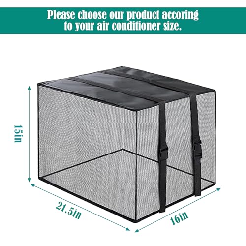 JFGLORIX Black Mesh Window Air Conditioner Cover - 21.5x16x15 Inches, Dustproof Waterproof All-Season AC Protector