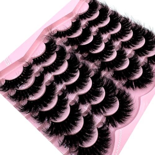 HBZGTLAD 14 Pairs 25mm Faux Mink Lashes - Dramatic Cat Eye False Eyelashes