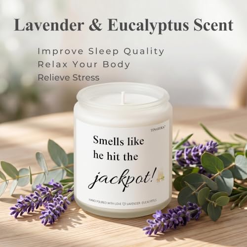 TINAREKA Jackpot Engagement Candle - Funny Bridal Shower Gift for Bride to Be with Lavender Aromatherapy, Reusable Glass Jar