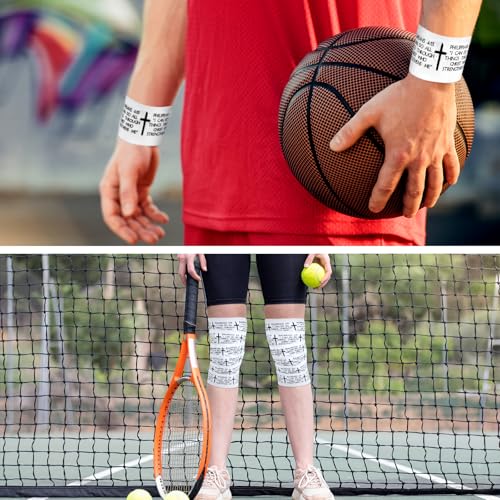 2Pcs Christian Athletic Tape 2in x 23ft Cotton Zinc Oxide Sport Faith Cross Sports Wristbands Religious Bible Verse Wrist Tape for Football Baseball Athlete Gymnastic Boxing First Aid Injury Wrap