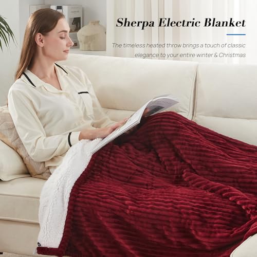 Westinghouse Heated Throw Blanket 50x60 Inch Red Fast Heating Safe & Soft
