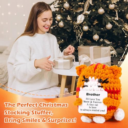 Brother Gift Handmade Crochet Cat Funny Birthday Gift for Brother - Unique Sibling Keepsake