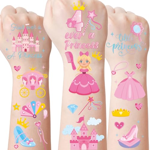 Princess Temporary Tattoos for Kids - 8 Sheets Cartoon Party Favors