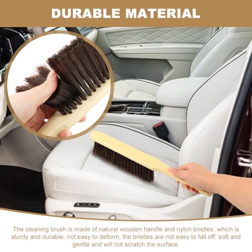 CALIDAKA 2-Piece Wooden Hand Broom Brushes with Long Handle - Soft Bristle Cleaning Brush (As Shown)