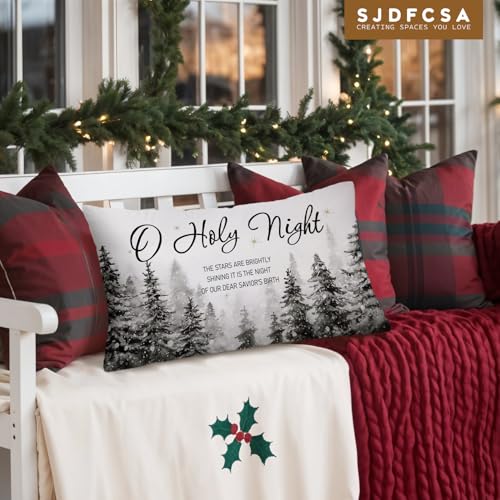 O Holy Night Winter Snowy Decorative Pillow Cover - 12x20