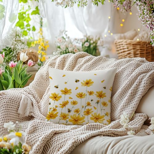 AACORS 16x16 Spring Pillow Cover - Daisy & Bee Farmhouse Decor