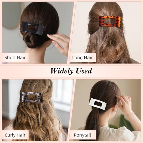 Large Flat Hair Claw Clips 4-Pack Non-Slip Glossy Leopard Barrettes