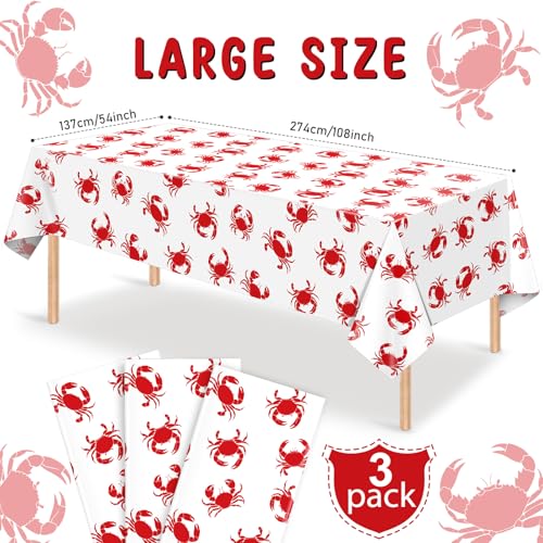 3 Pack Crab Boil Disposable Tablecloths, 108x54 Inch Waterproof Table Cover