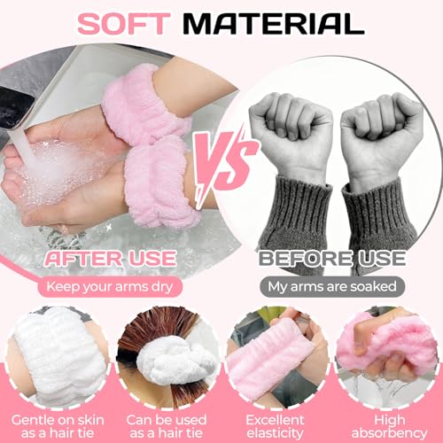 OLLBIT Microfiber Face Washing Wrist Towels 6PCS Absorbent Spa Bands