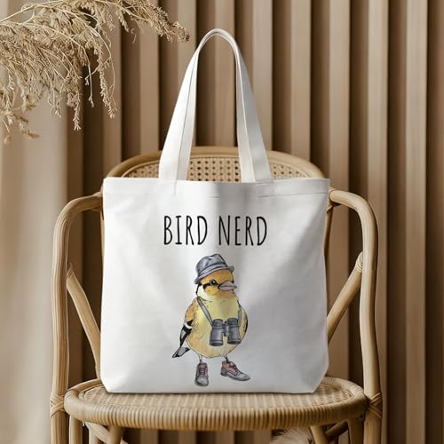 Bird Print Canvas Tote Bag - Reusable Polyester Shopping & Grocery Bag