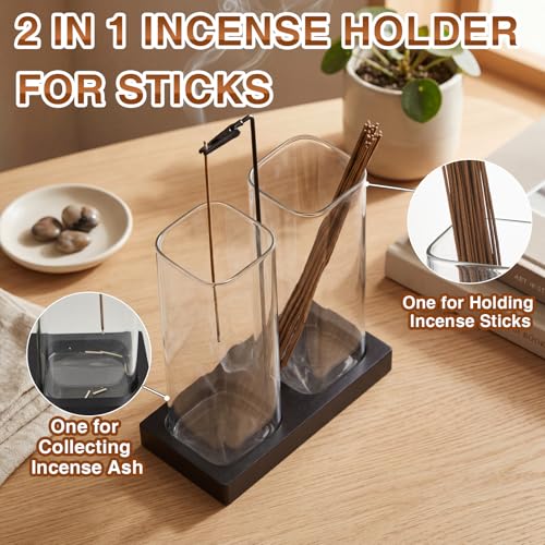 Zhehao 2-in-1 Incense Holder Set with Glass Ash Catcher