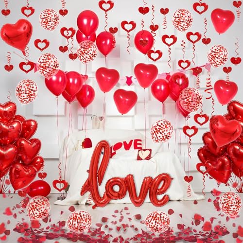 FECEDY Valentine's Day Party Decoration Set - Red 1 Heart Balloon Kit