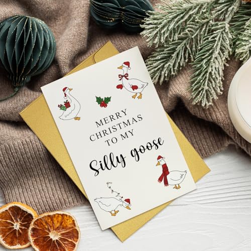 Funny Silly Goose Christmas Card for Him Her - Premium 300gsm