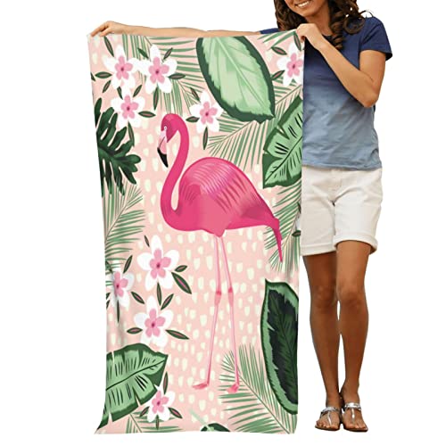 COMFAR Flamingo Microfiber Oversized Beach Towel for Women & Adults - Quick Dry Sand-Free Pool Towel 30x60