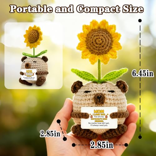 Mom Birthday Gift Crochet Capybara Sunflower Decor - From Son Daughter